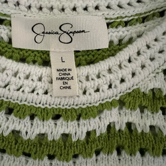 Jessica Simpson Green and White Striped Knit Tank Top - Picture 2 of 4